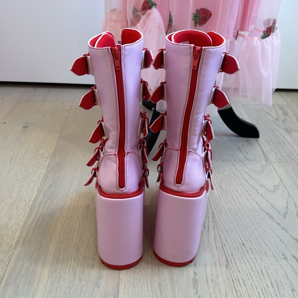 YRU Pink Strawberry Festival Platform Boots - Picture 3 of 7